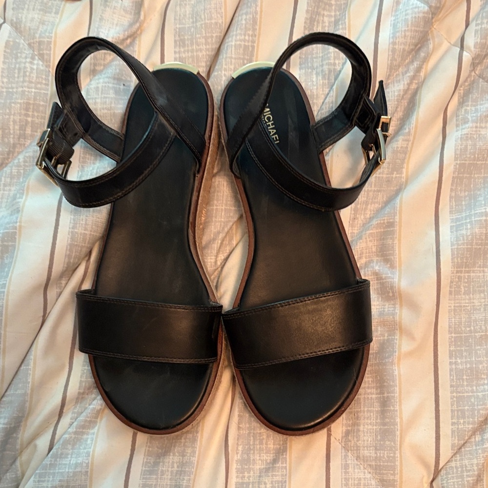 Michael Kors Black Leather Sandals